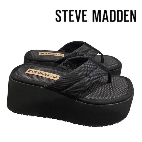NEW iin Box Steve Madden x Urban Outfitters Contempo Black Platform Sandals - Picture 1 of 6